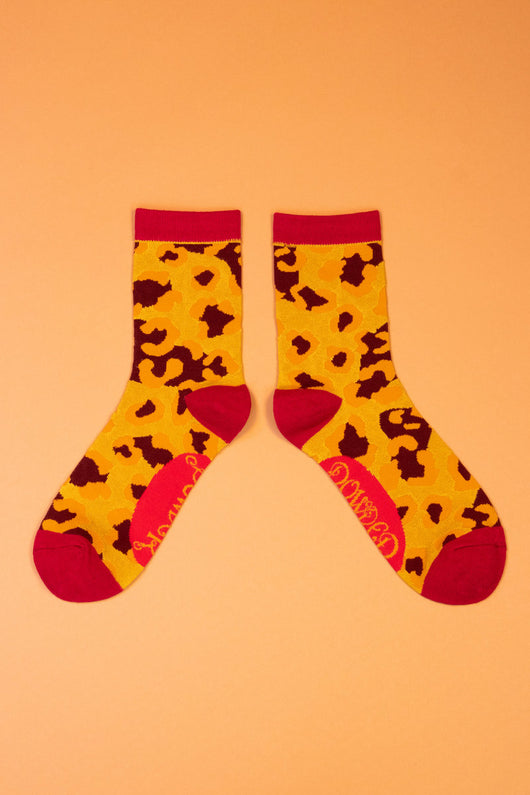 Sock ~ Powder SOC421 Ladies Ankle Socks Leopard Print
