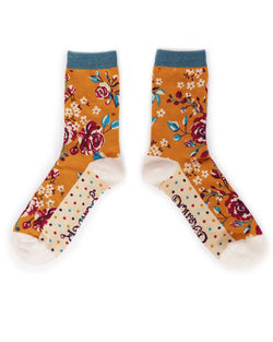 Socks ~ Powder SOC389 Rosebud Mustard Ankle Socks
