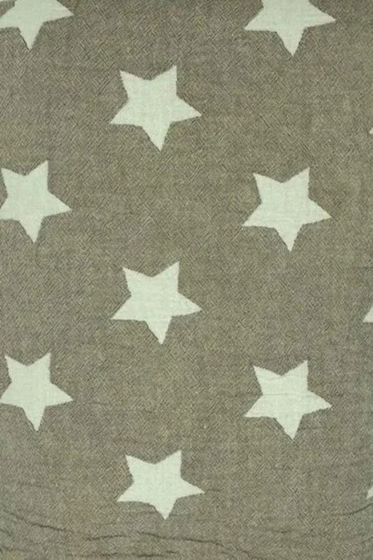 Fleece Throw ~ STF09 Stars design Brown cotton blanket with fleece backing 170 x 130cm