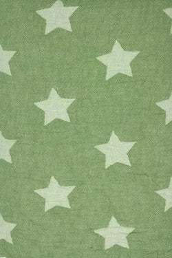 Fleece Throw ~ STF08 Stars design Green cotton blanket with fleece backing 170 x 130cm