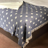 Stars design Denim cotton blanket with fleece backing 170 x 130cm
