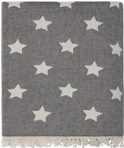 Fleece Throw ~ STF01 Stars design Black cotton blanket with fleece backing 170 x 130cm