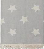 Fleece Throw ~ Stars Powder Grey cotton blanket with fleece backing 170 x 130cm