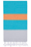 Towel ~ TLP02 Talia Hamam towel & bag Marine/Melon lightweight and compact