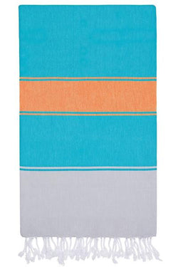 Towel ~ TLP02 Talia Hamam towel & bag Marine/Melon lightweight and compact
